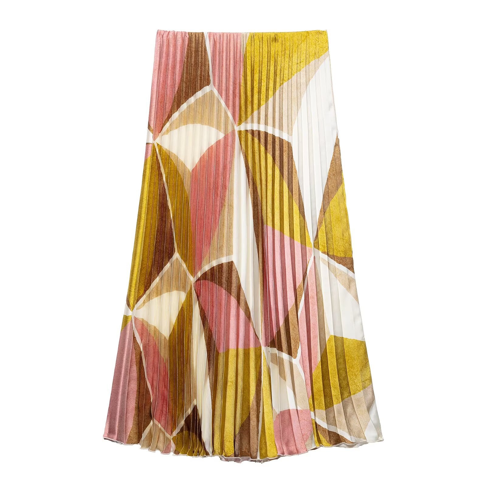 Printed neck top+printed skirt set for women