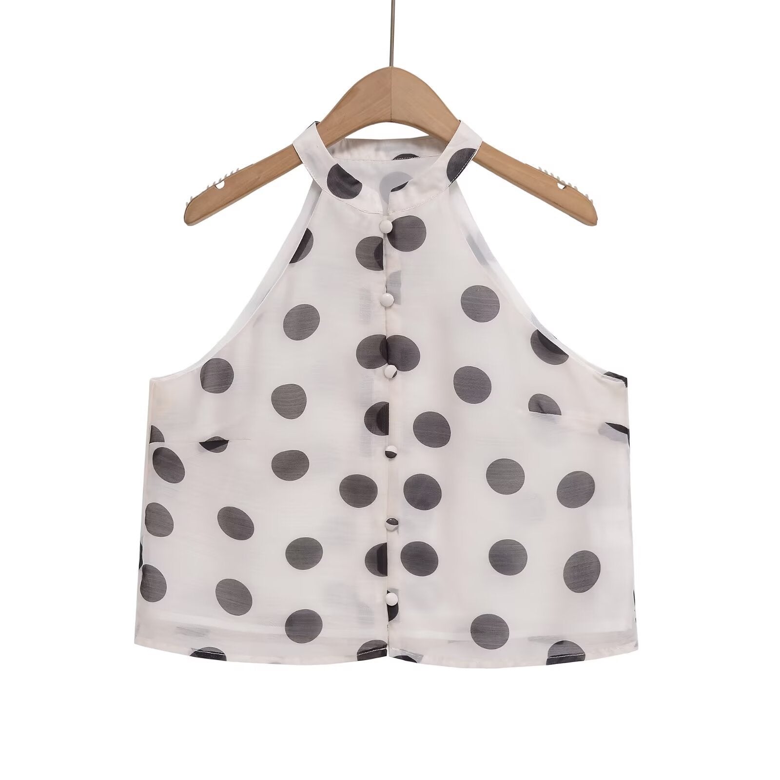 Polka dot neck top+polka dot skirt and pants set for women