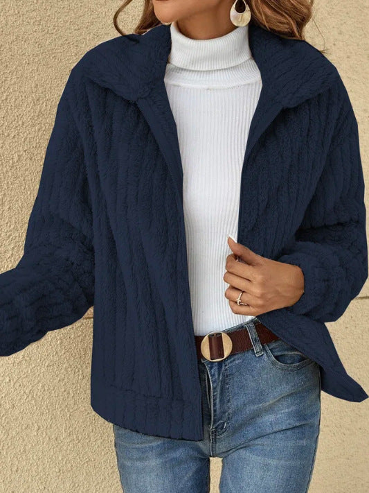 New autumn and winter woolen cardigan with a short collar jacket