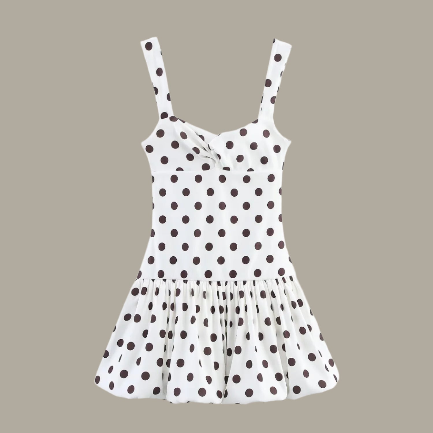 Color blocked polka dot short suspender dress for women