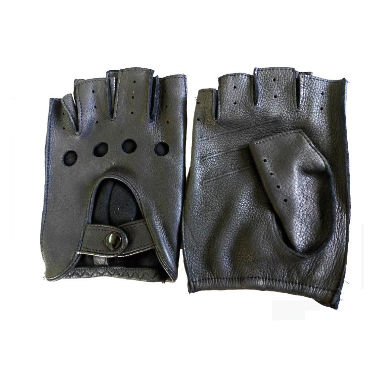 Winter Half Finger Leather Gloves Outdoor Cycling Leather Gloves Street Dance Thunderbolt Gloves