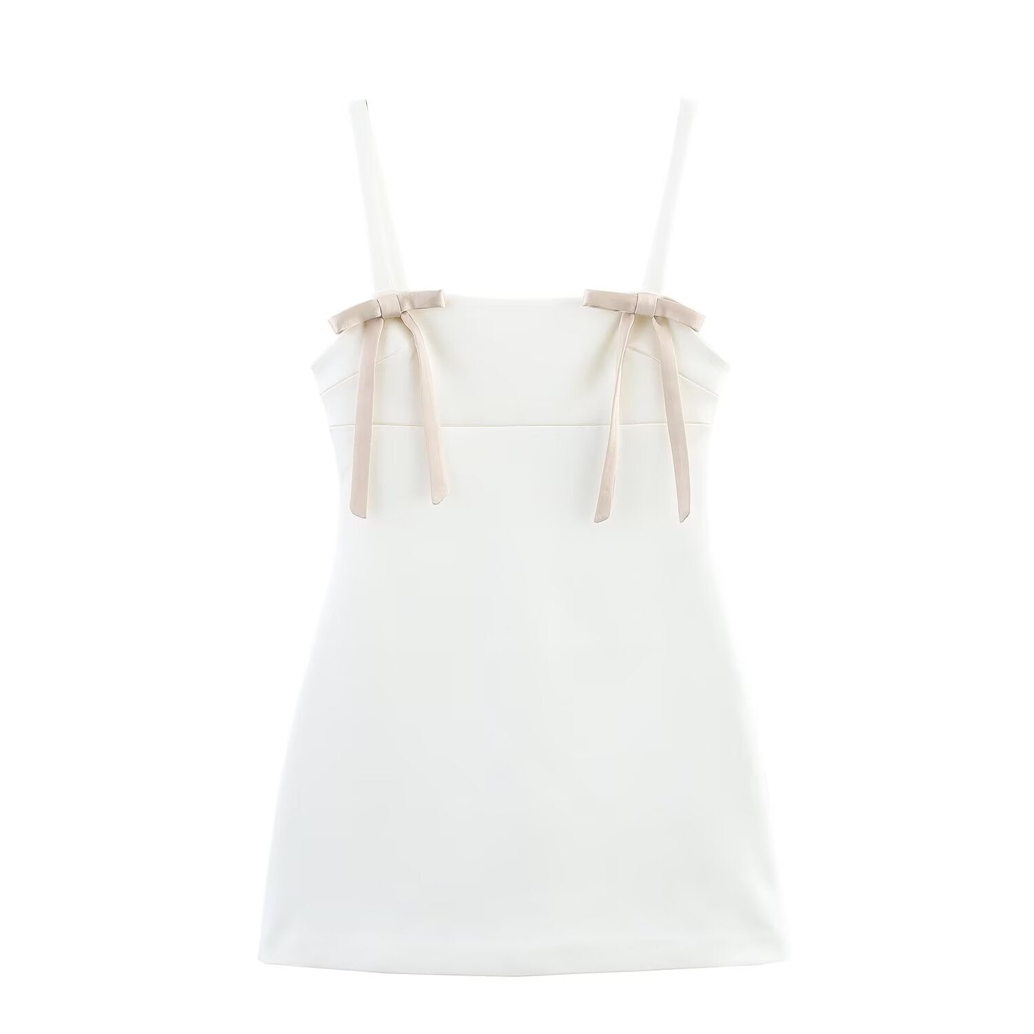 Butterfly knot embellished silk texture suspender dress for women