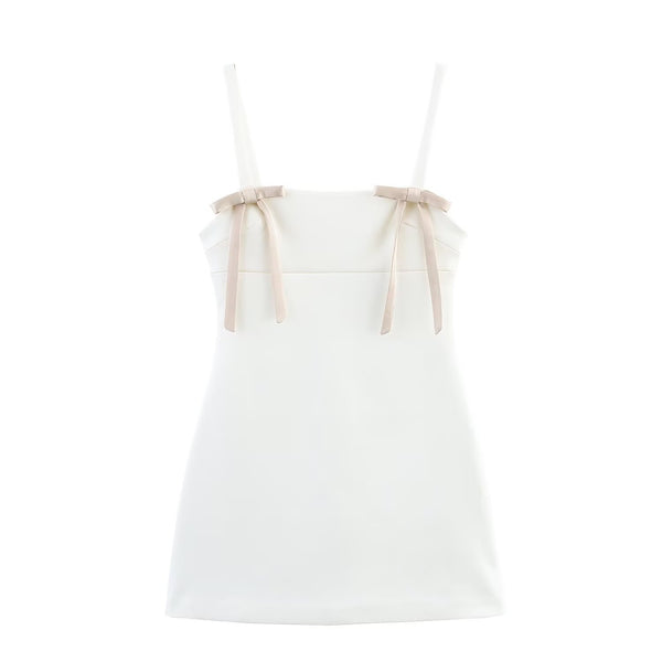 Butterfly knot embellished silk texture suspender dress for women