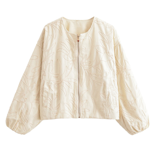 Wrinkled embroidered jacket baseball jacket women's jacket
