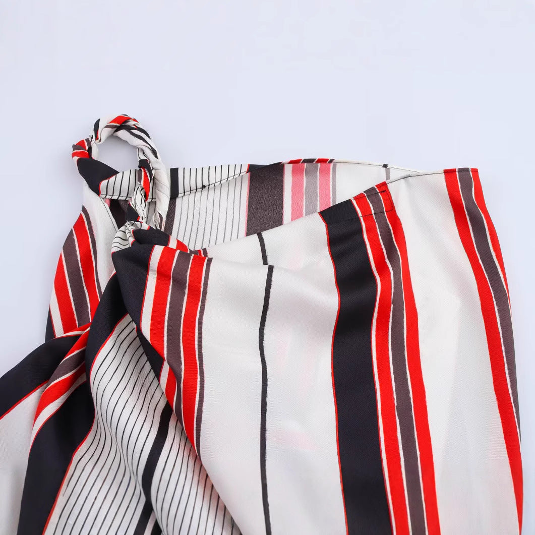 Striped sleeveless asymmetrical vest top for women