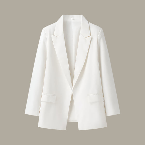 Fashionable buttonless collar linen suit jacket