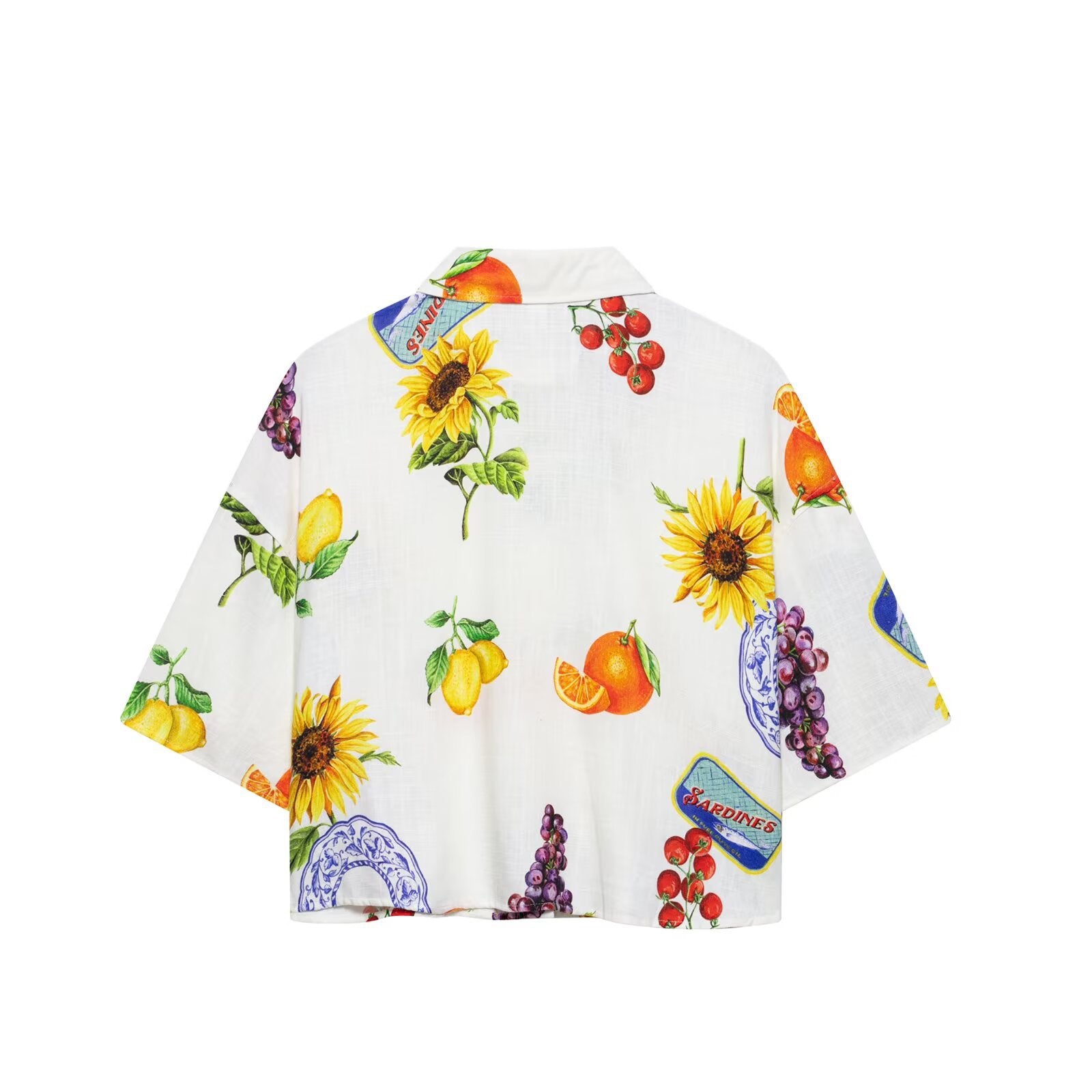 Short printed shirt+printed skirt set for women