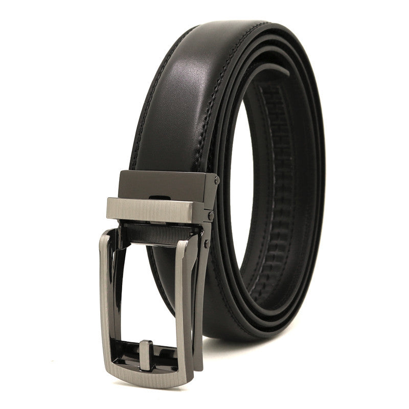 Men's Click Belt fake needle belt automatic buckle two-layer cowhide leather belt