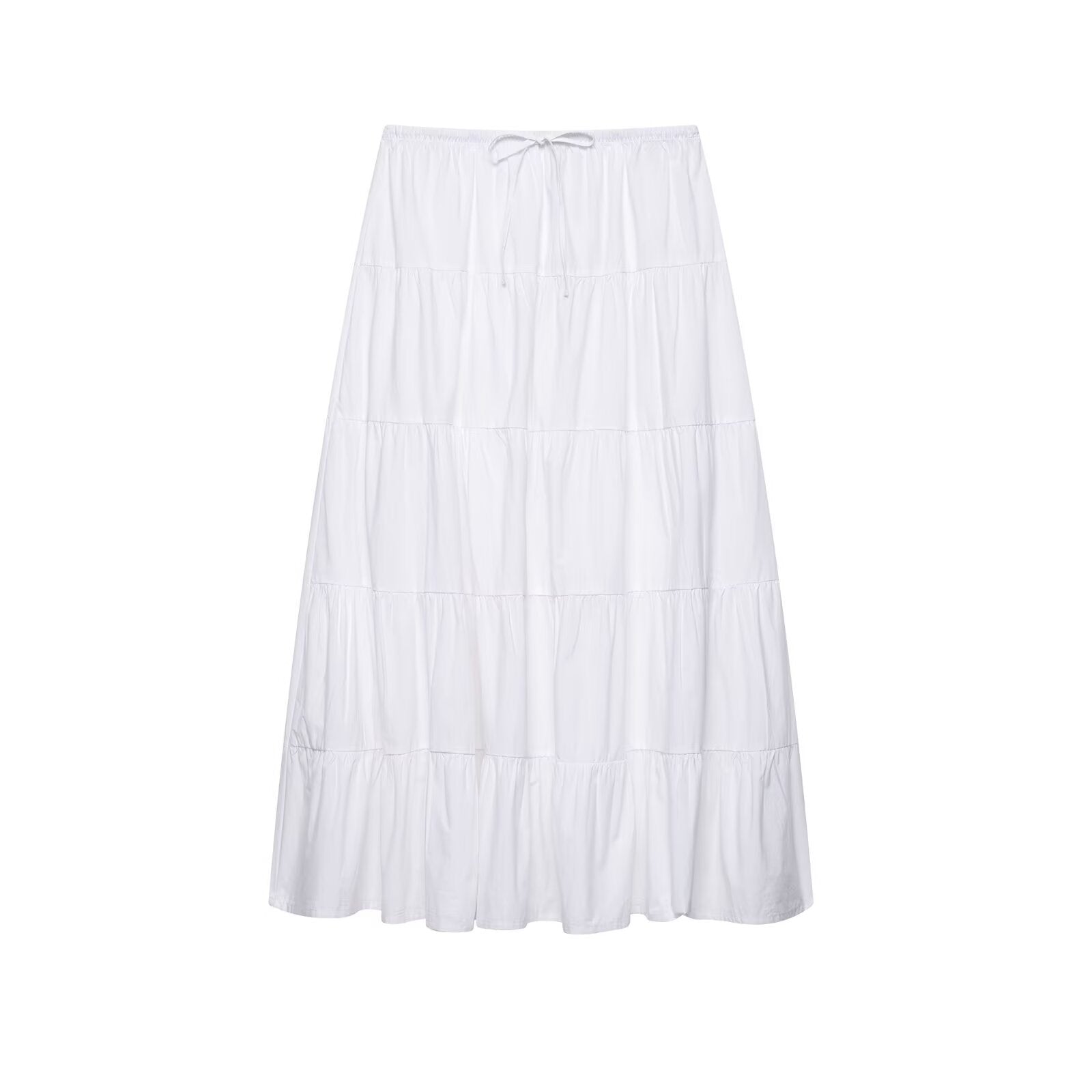 Solid color waist tie with layered patchwork half length skirt