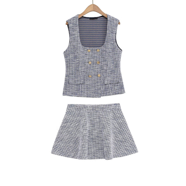 Xiaoxiangfeng sleeveless top+skirt set