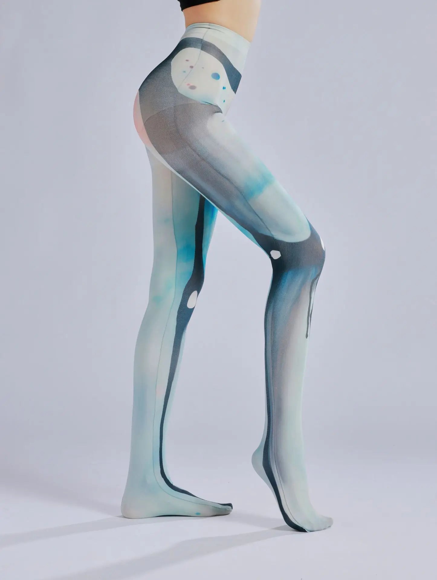 Dark patterned printed pantyhose with ink flow and personalized bottom socks
