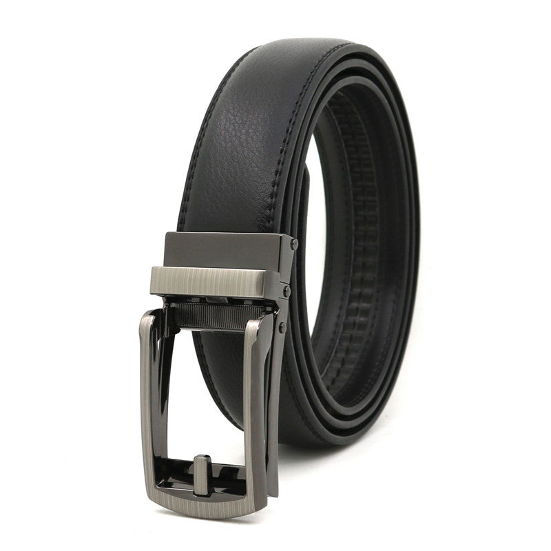 Men's Click Belt fake needle belt automatic buckle two-layer cowhide leather belt
