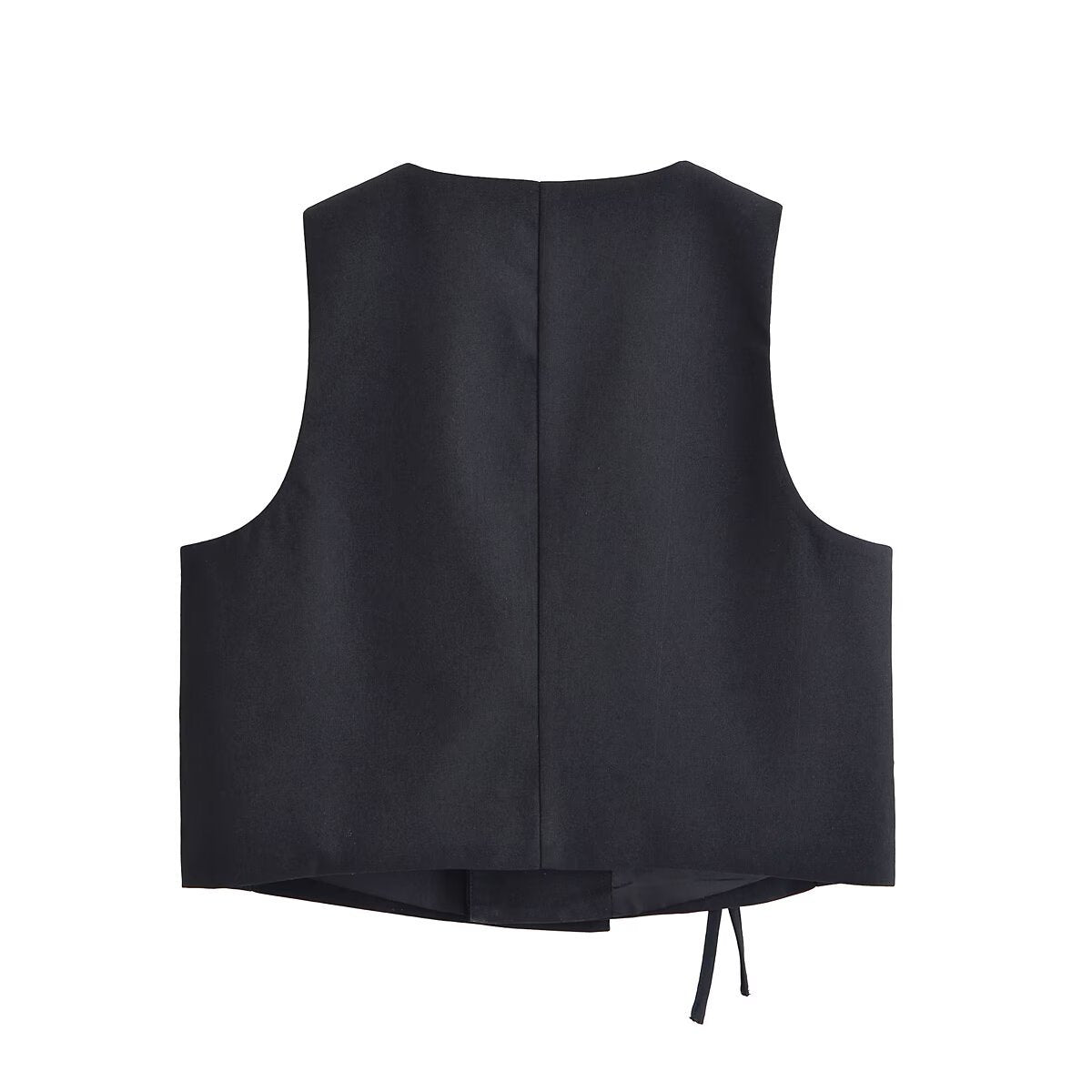 V-neck sleeveless lace up loose vest jacket for women