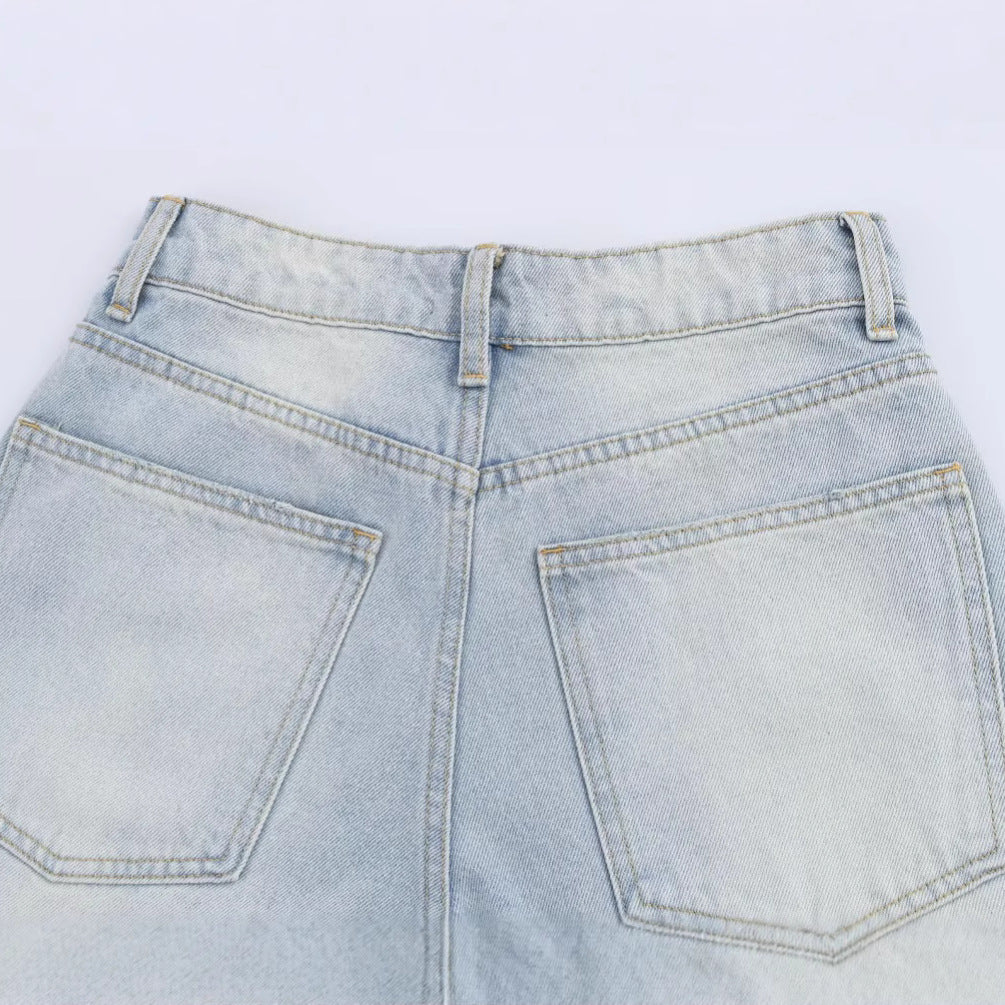 Ripped high waisted loose jeans for women