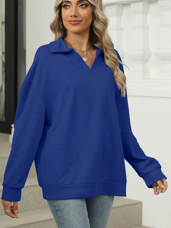 Collar Long Sleeve Sweatshirt