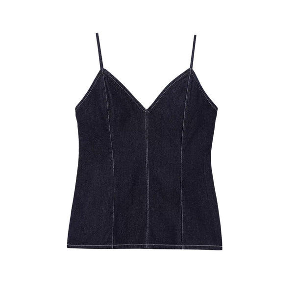 V-neck short denim camisole vest top for women