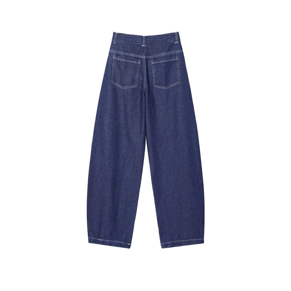 Fashionable and minimalist denim casual pants for women