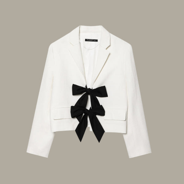 Colorful bow decoration long sleeved suit jacket for women