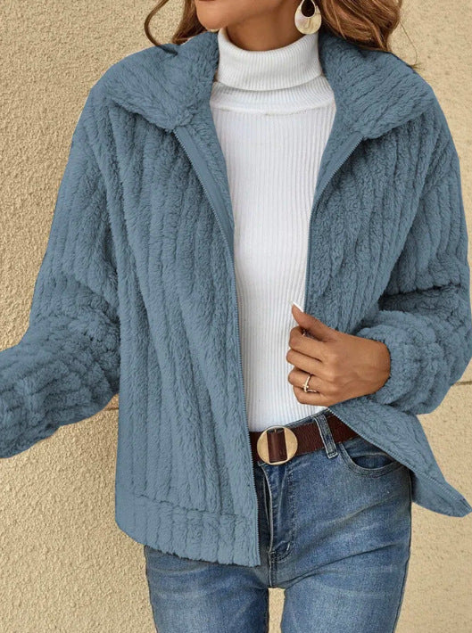 New autumn and winter woolen cardigan with a short collar jacket