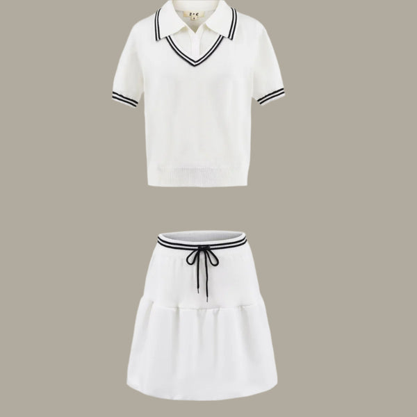 Women's European and American style short sleeved T-shirt+skirt set