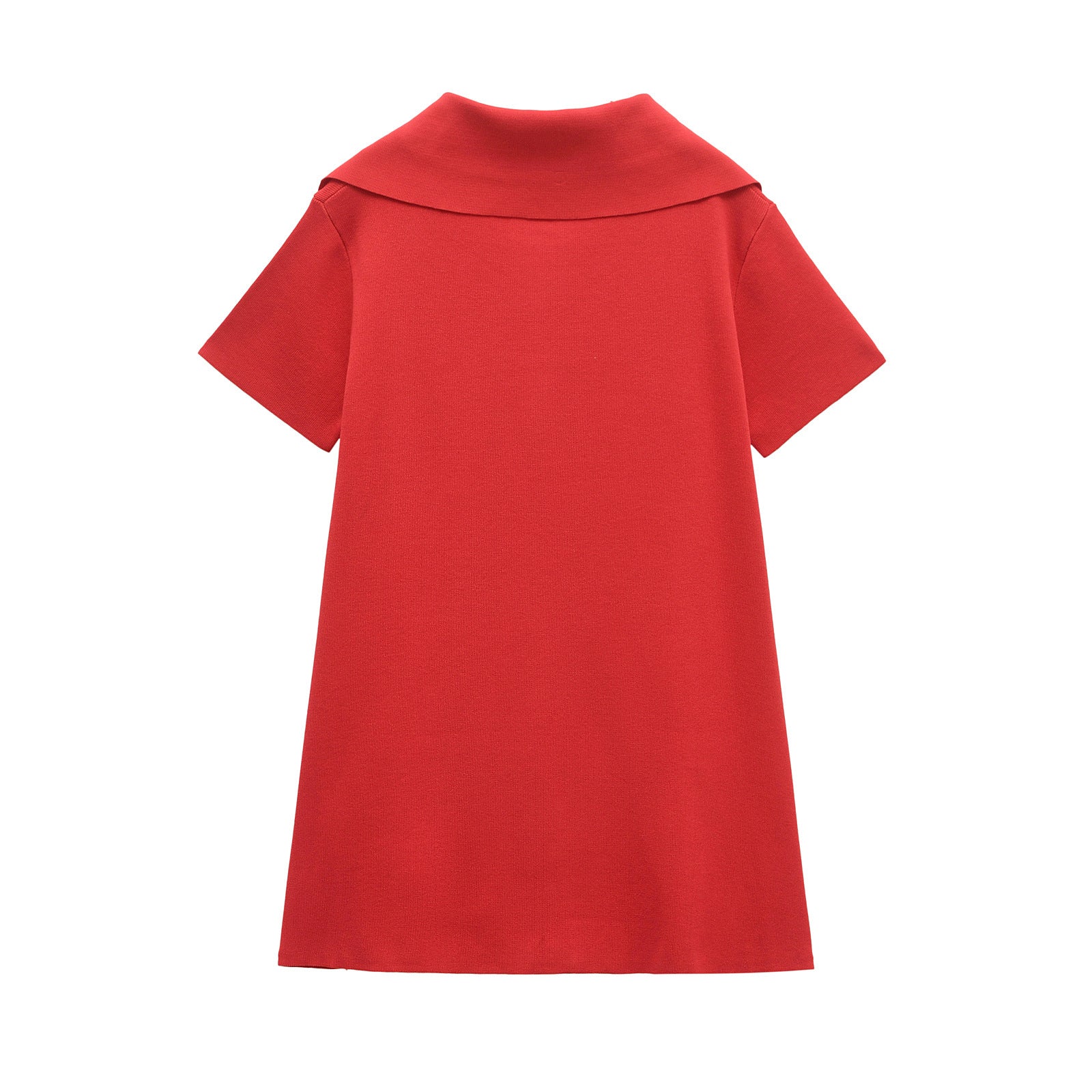 Solid color lapel zipper short knit dress