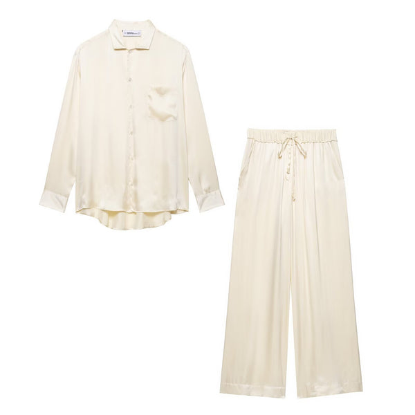 Women's European and American style long sleeved shirt+casual pants set
