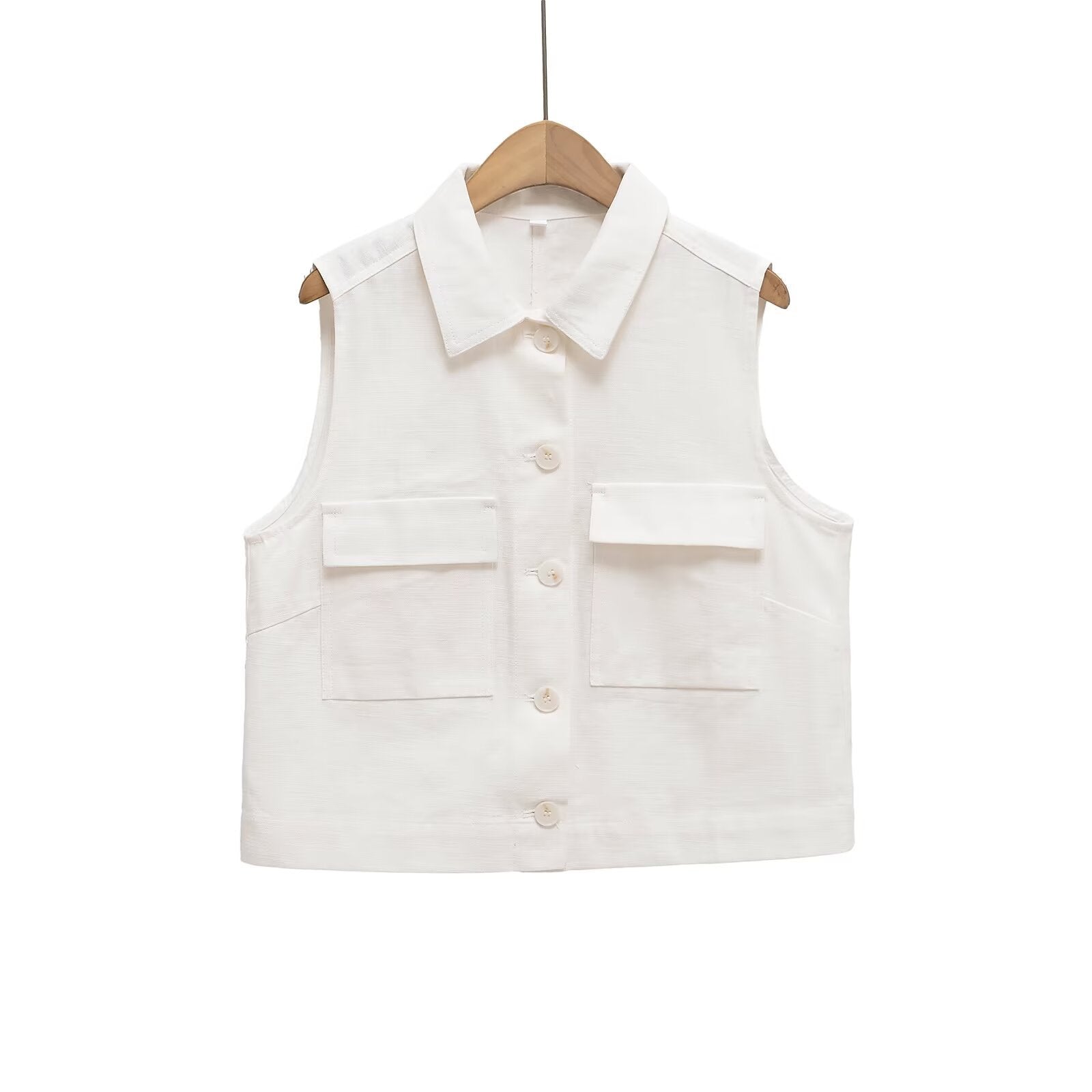 Women's collar sleeveless vest set with waist belt and shorts