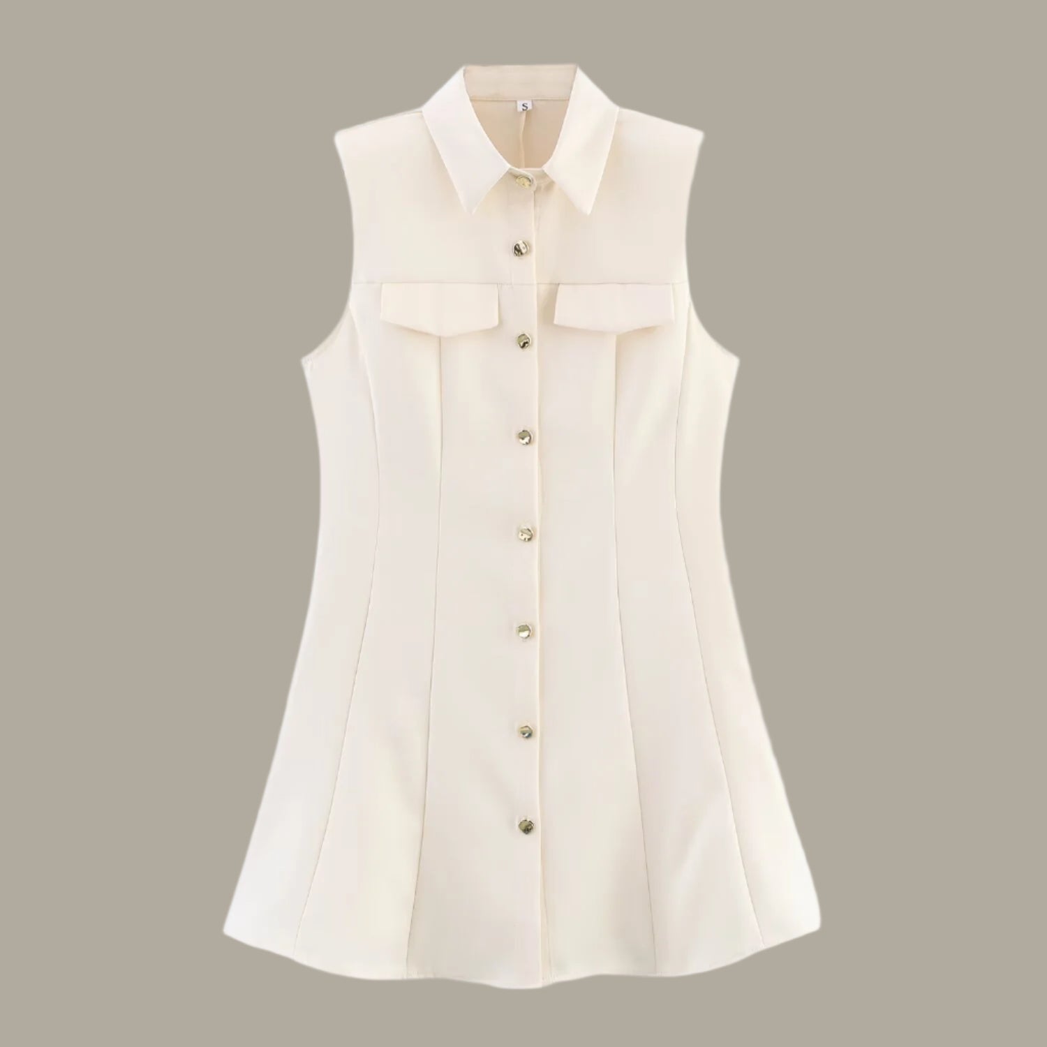 Fashionable single breasted shoulder padded slim fit short dress for women