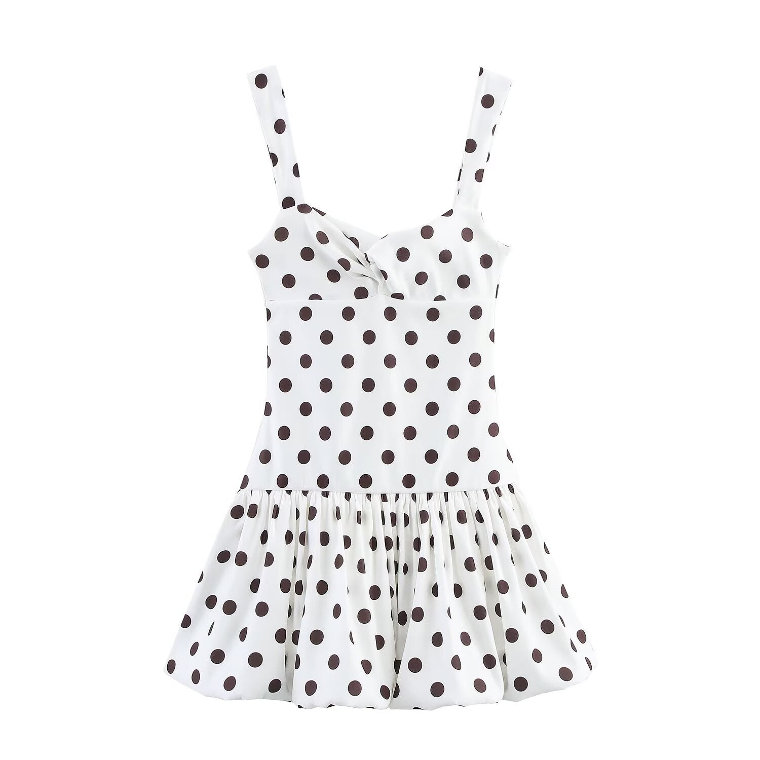 Color blocked polka dot short suspender dress for women