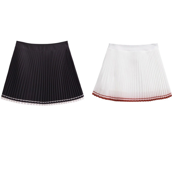 European and American style pleated color matching fashion mini skirt for women