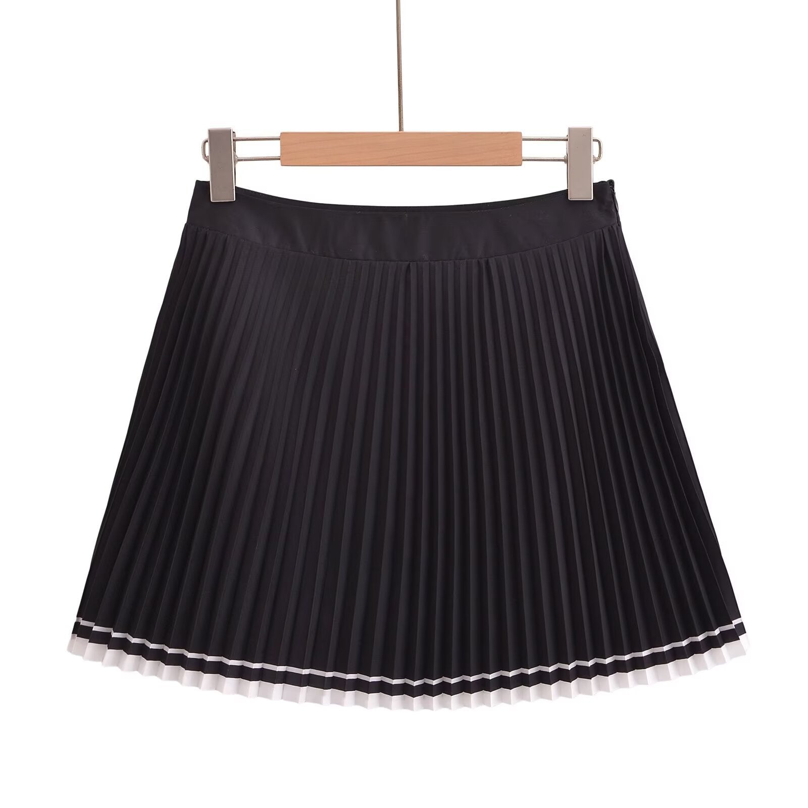 European and American style pleated color matching fashion mini skirt for women