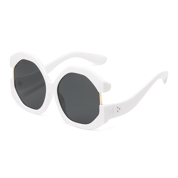 European and American fashion cat eyes, oversized sun protection and sunshade sunglasses for women, personalized color blocking street photography sunglasses for women