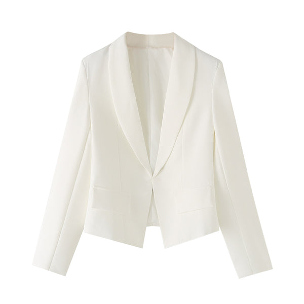 One button short long sleeved suit jacket for women