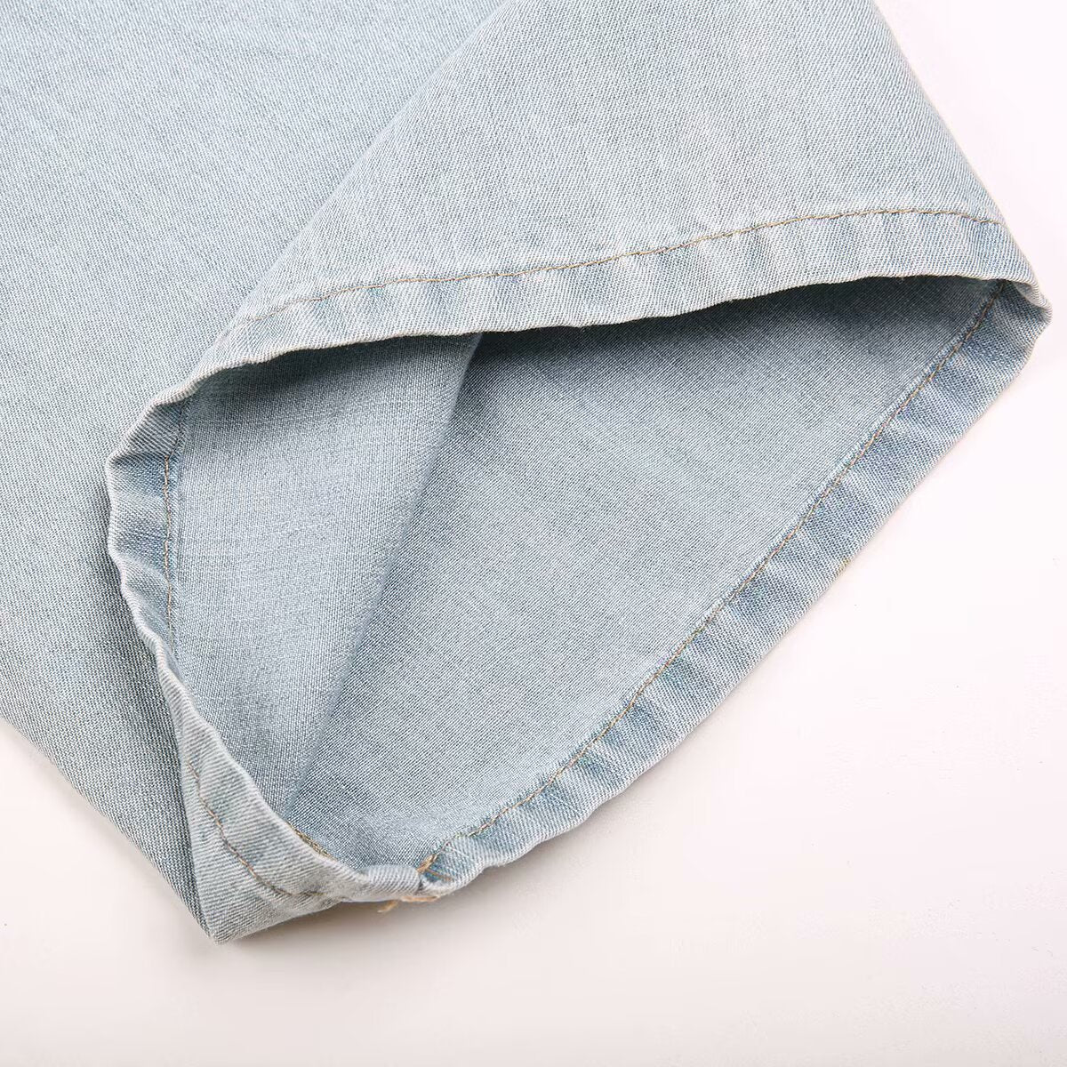 Women's lace up washed wide leg long jeans