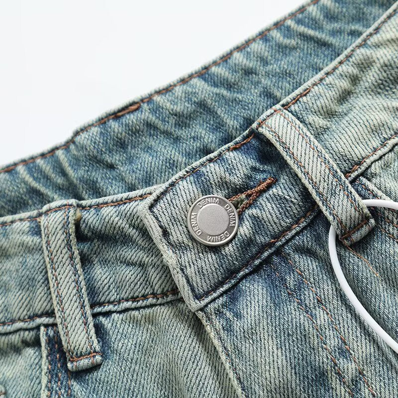 Elastic waist loose casual wide leg jeans for women