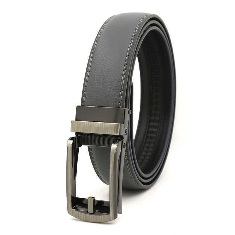 Men's Click Belt fake needle belt automatic buckle two-layer cowhide leather belt