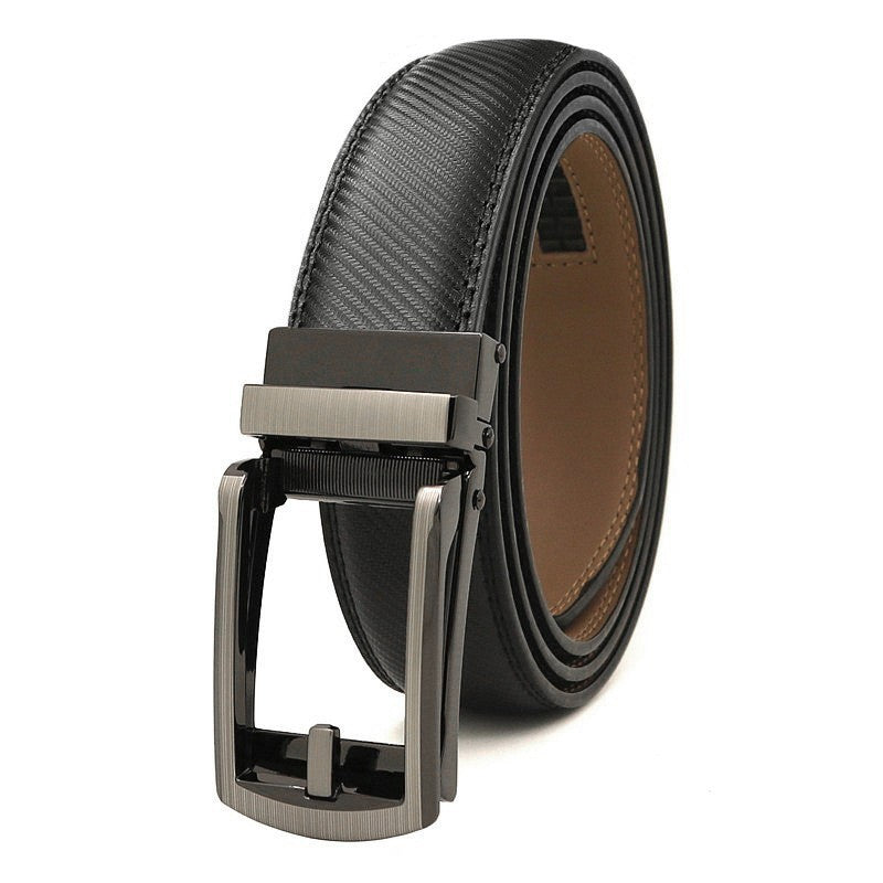 Men's Click Belt fake needle belt automatic buckle two-layer cowhide leather belt