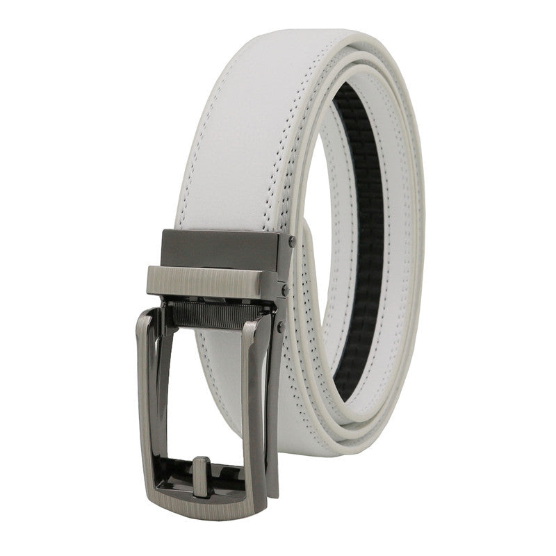 Men's Click Belt fake needle belt automatic buckle two-layer cowhide leather belt