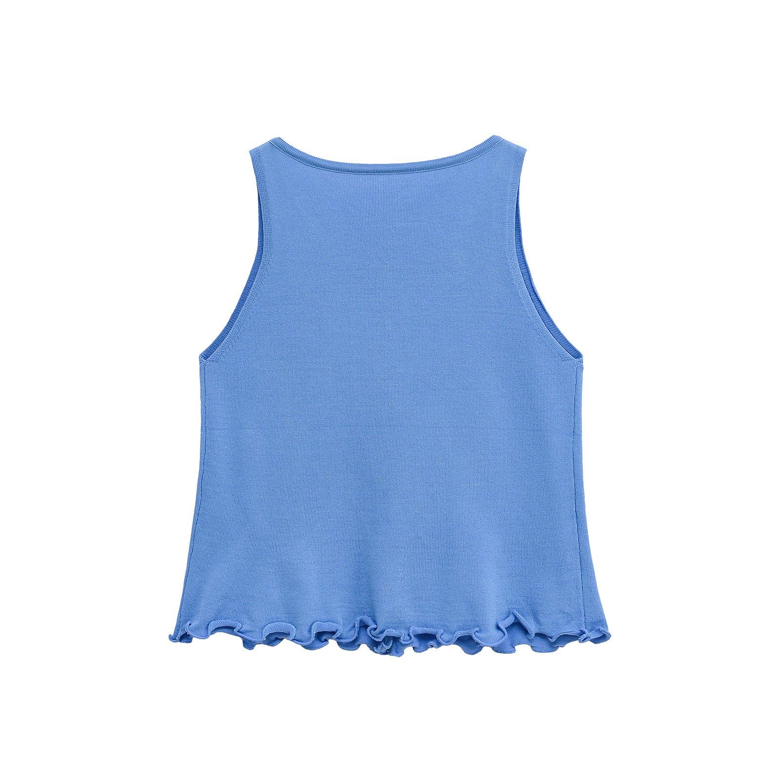 Round neck sleeveless single breasted knitted vest top for women