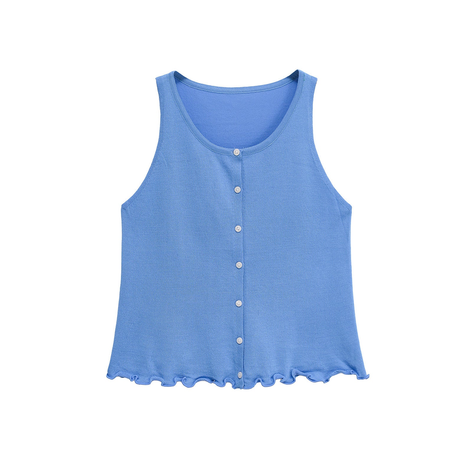 Round neck sleeveless single breasted knitted vest top for women