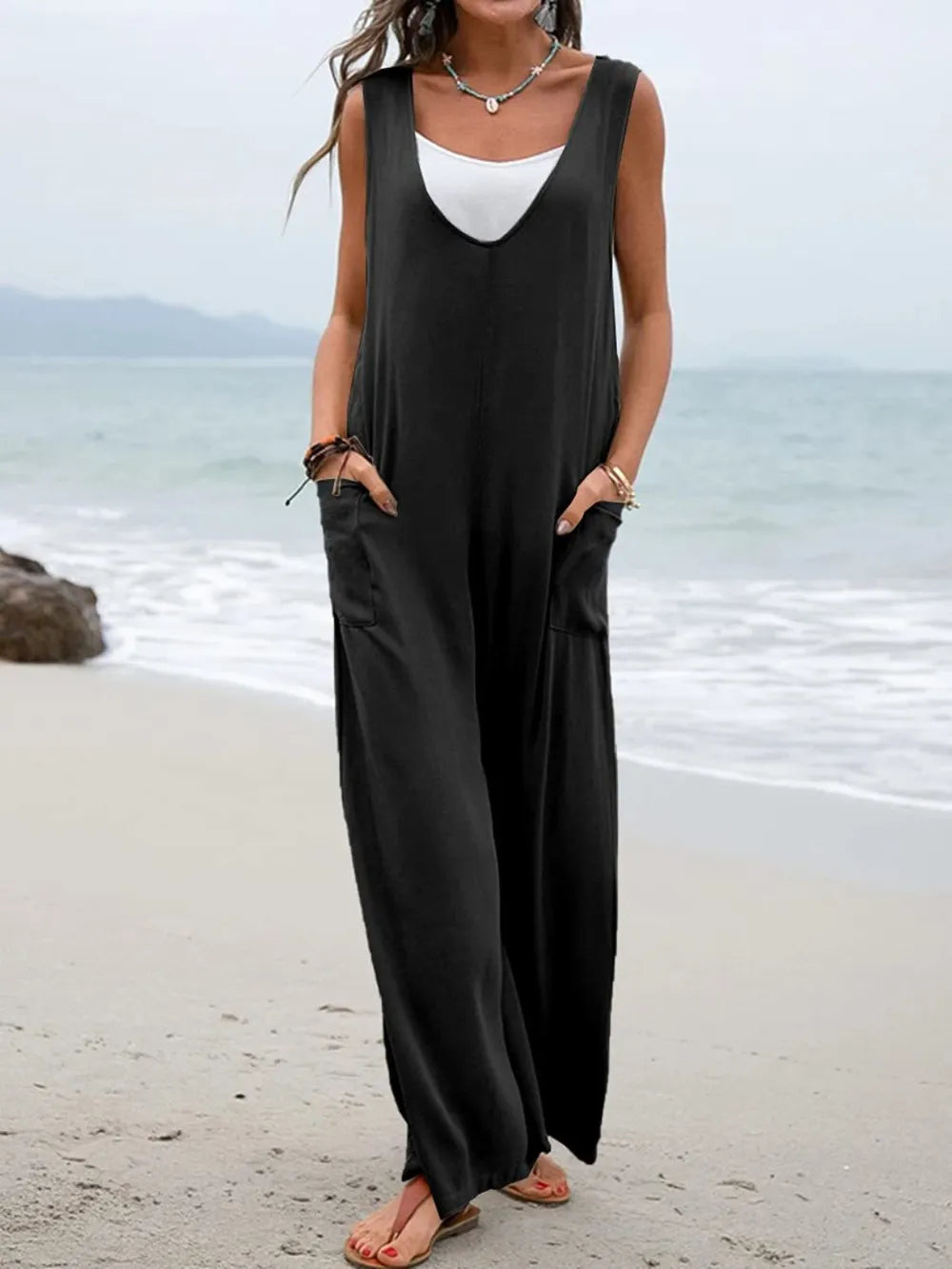 Spring and summer style women's jumpsuit sleeveless women's jumpsuit