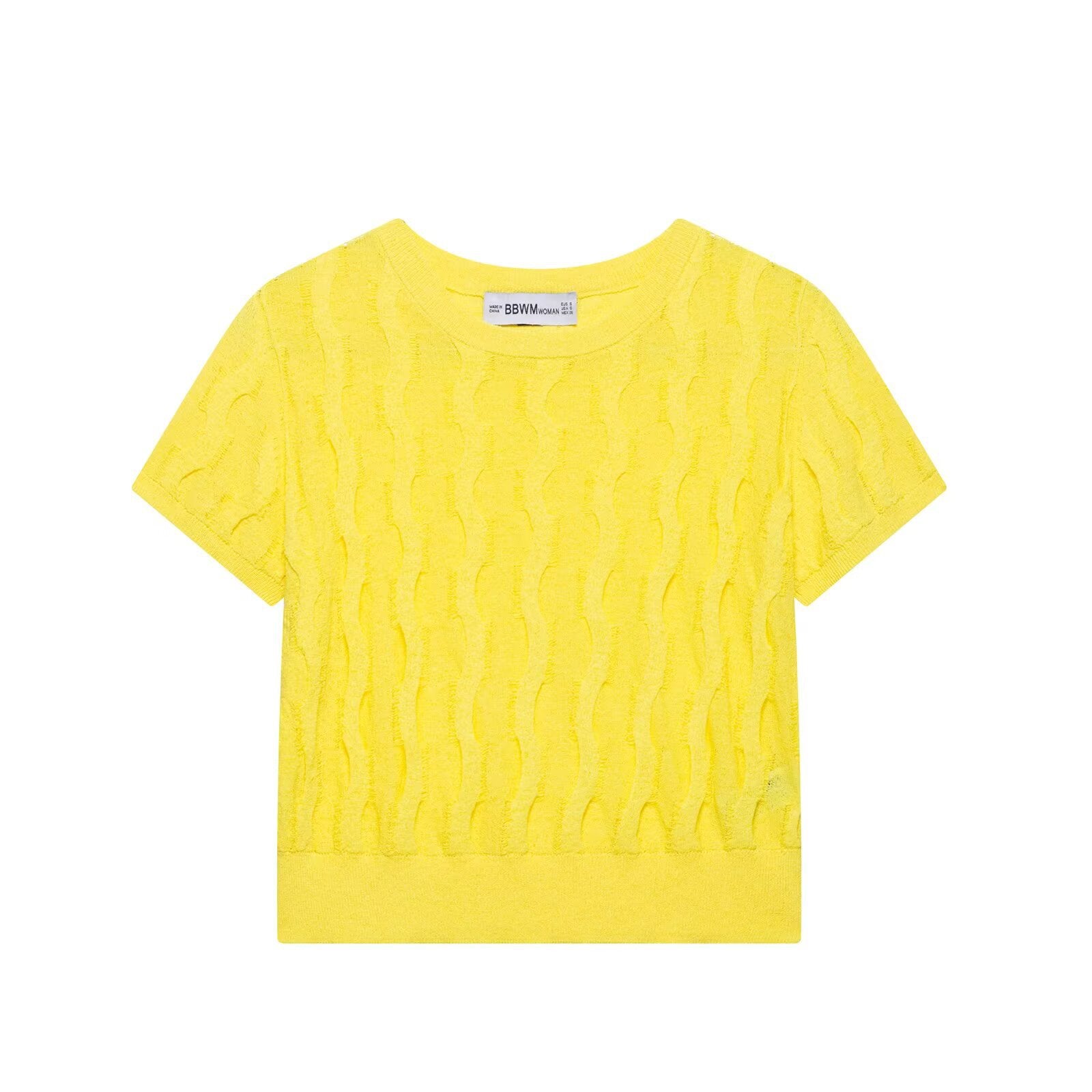 Round neck short sleeved knitted T-shirt top for women