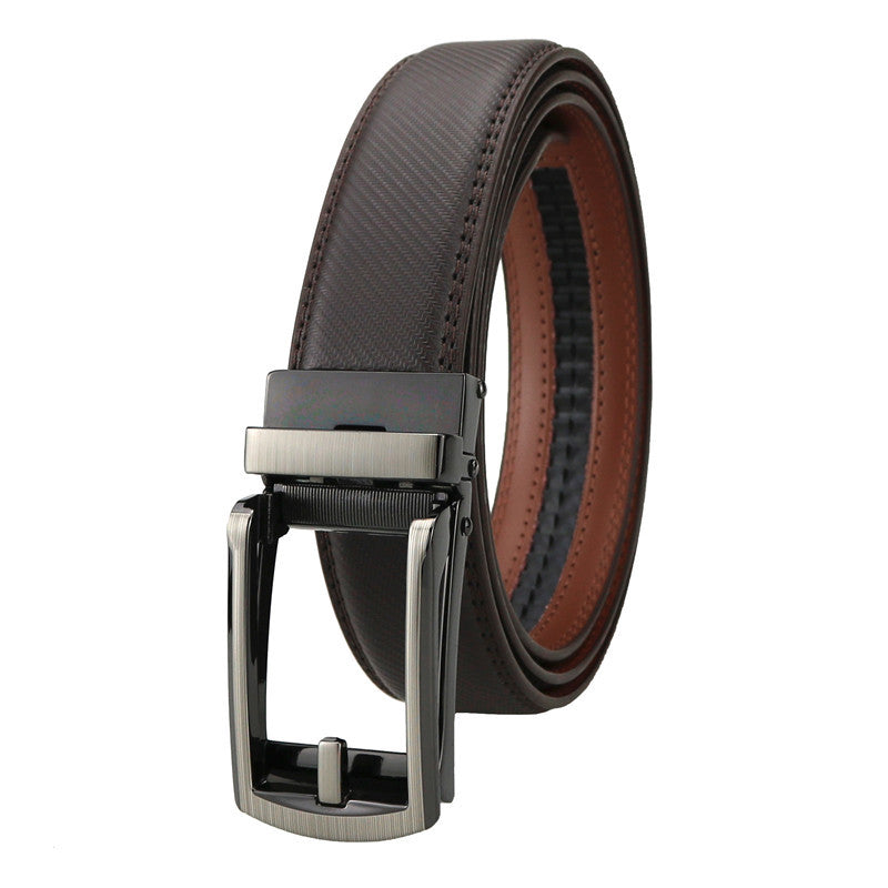 Men's Click Belt fake needle belt automatic buckle two-layer cowhide leather belt