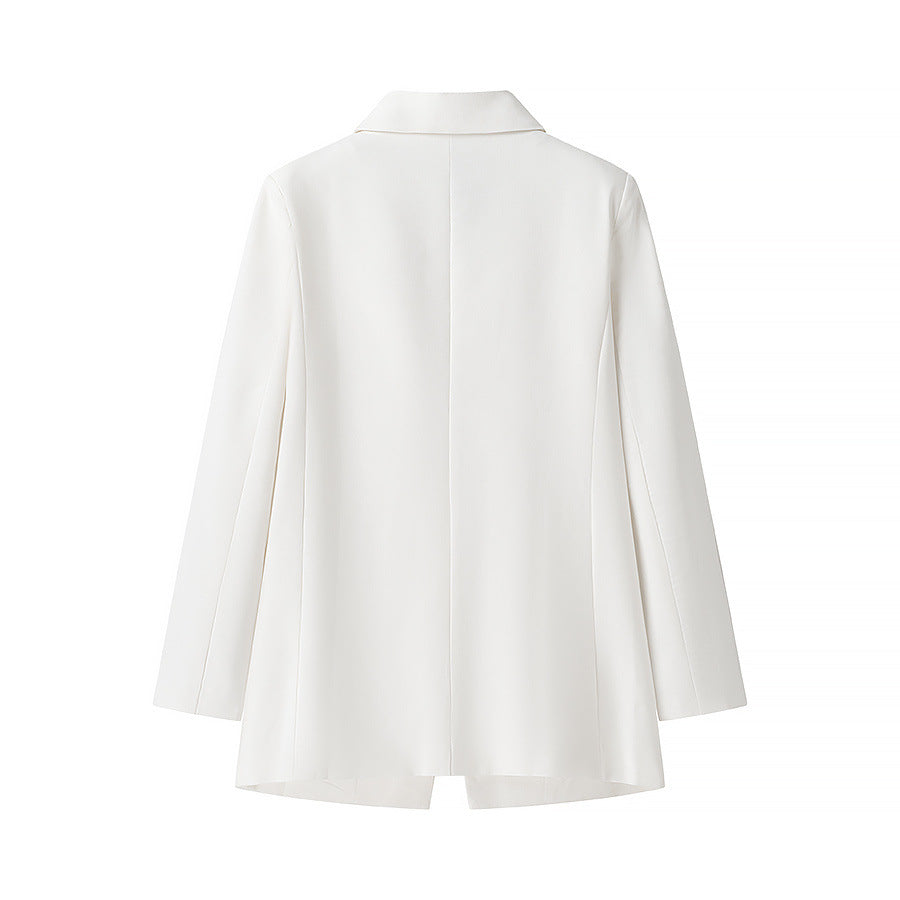 Fashionable buttonless collar linen suit jacket