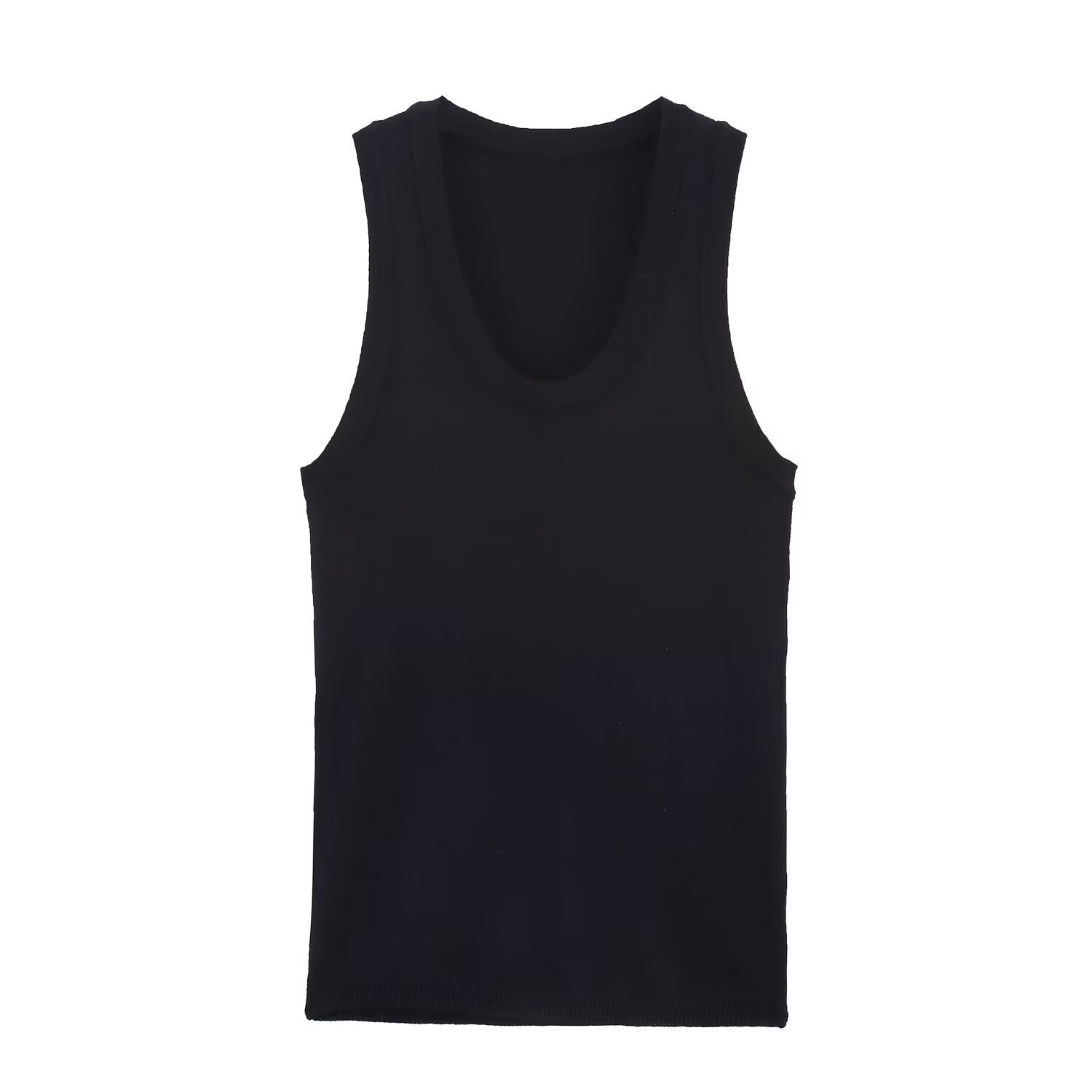 Fashionable slim fit U-neck flat needle basic knitted sweater top for women