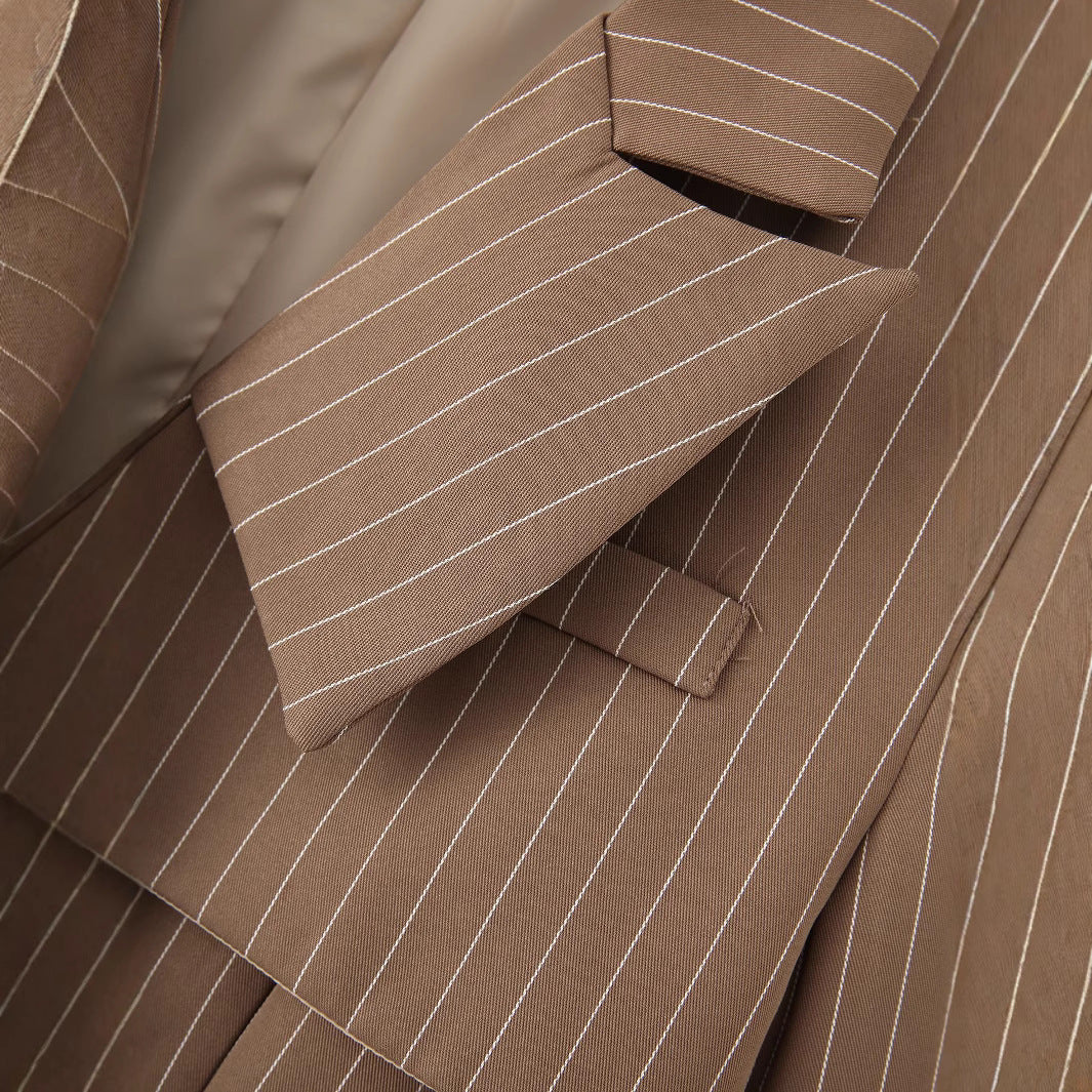 Striped loose suit jacket top for women
