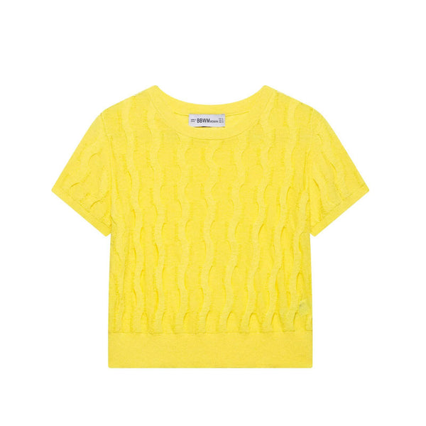 Round neck short sleeved knitted T-shirt top for women