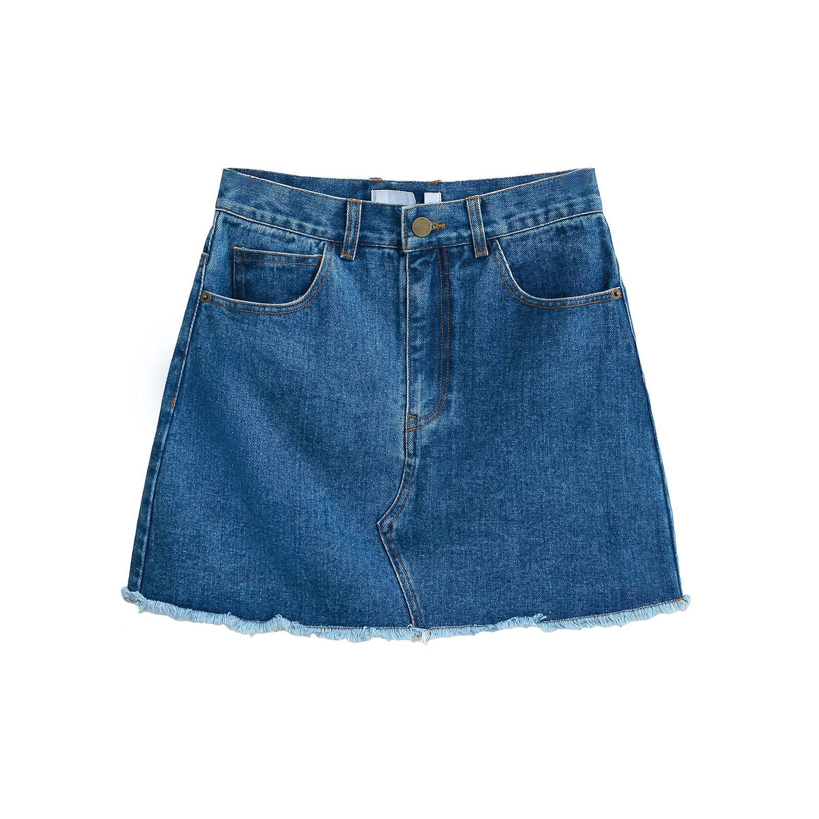 Hairy edge A-line denim skirt half skirt for women
