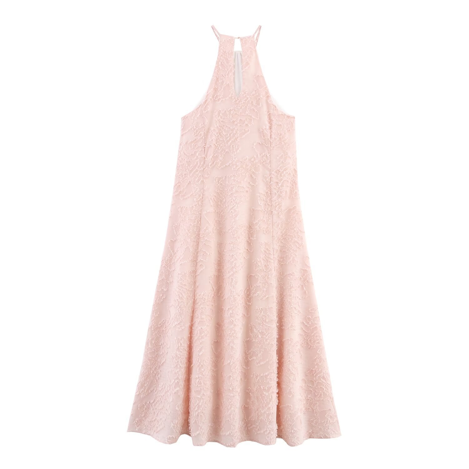 Women's European and American style backless texture hanging neck sleeveless dress