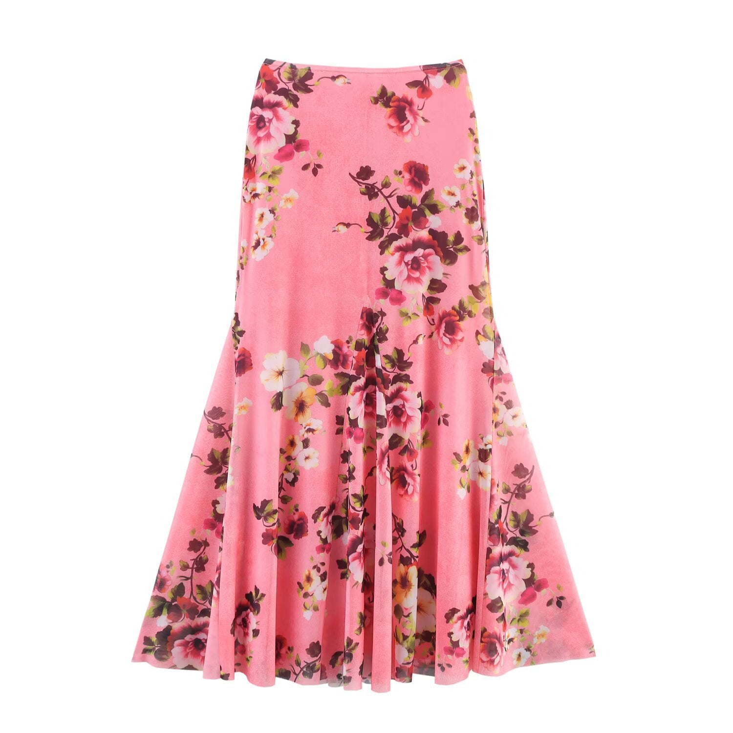 Fashion printed silk mesh camisole top+long skirt set for women